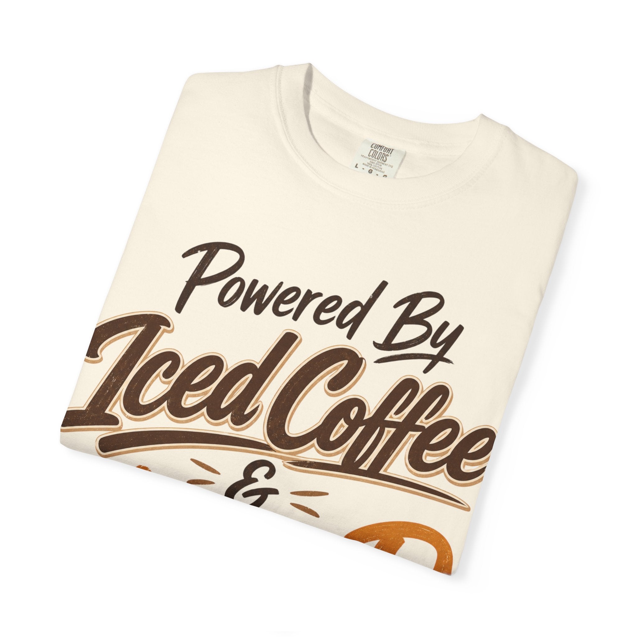 Powered By Iced Coffee & Vitamin D T-shirt | Coffee Lover Tee