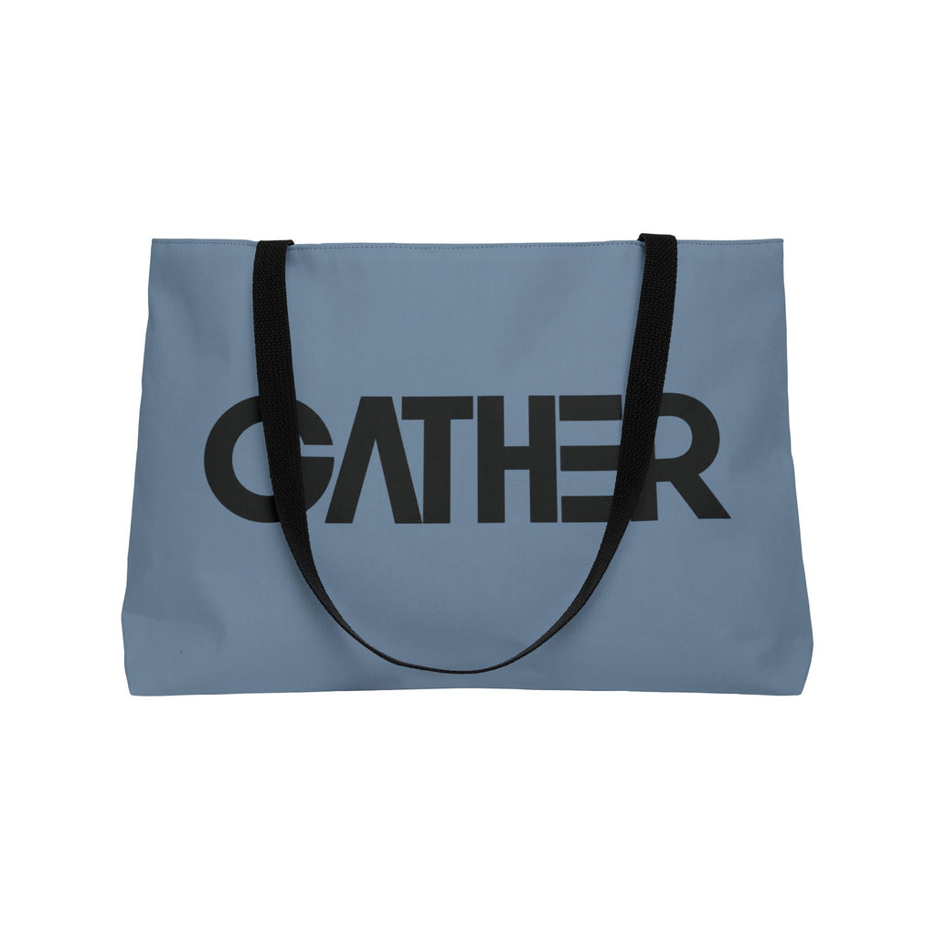 Dusty Blue Canvas Tote Bag, Weekender Tote with Bold Typography, Aesthetic Everyday Bag, Oversized Shoulder Tote