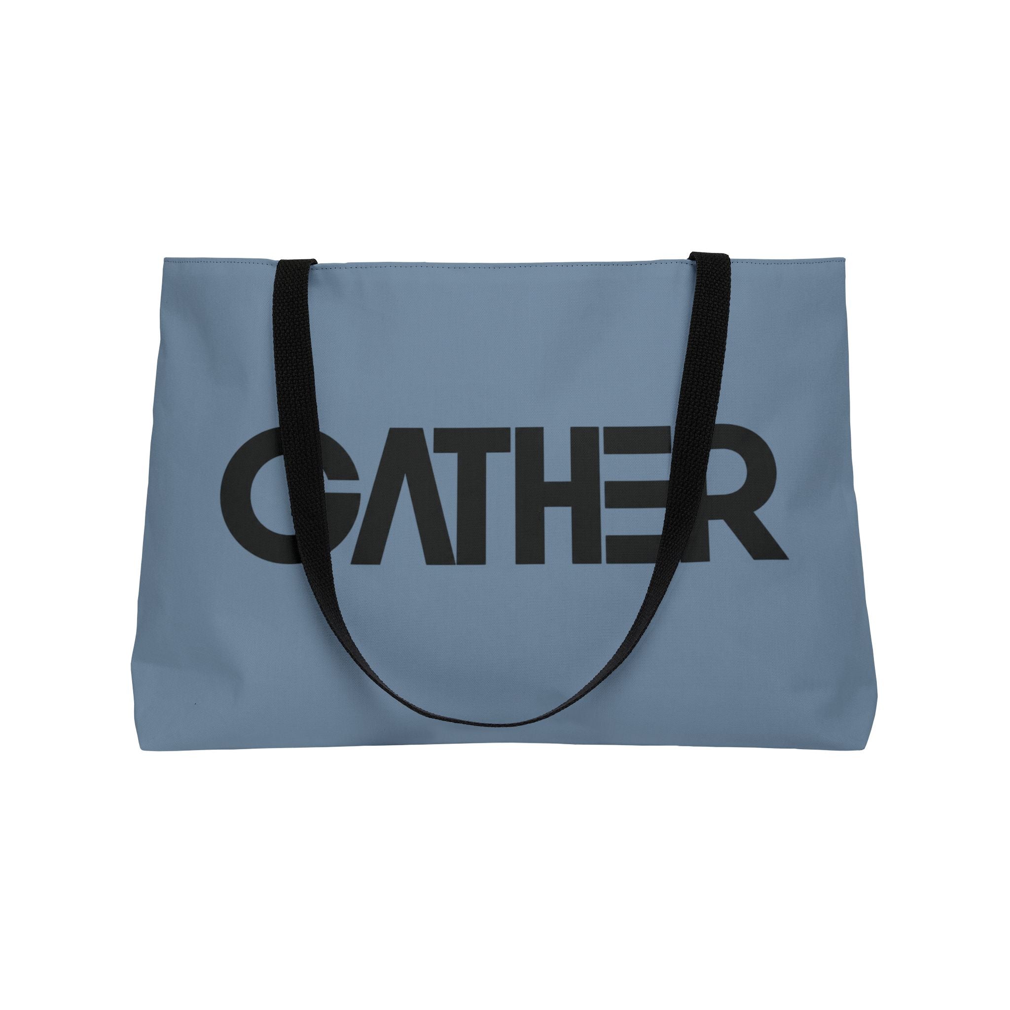 Dusty Blue Canvas Tote Bag, Weekender Tote with Bold Typography, Aesthetic Everyday Bag, Oversized Shoulder Tote