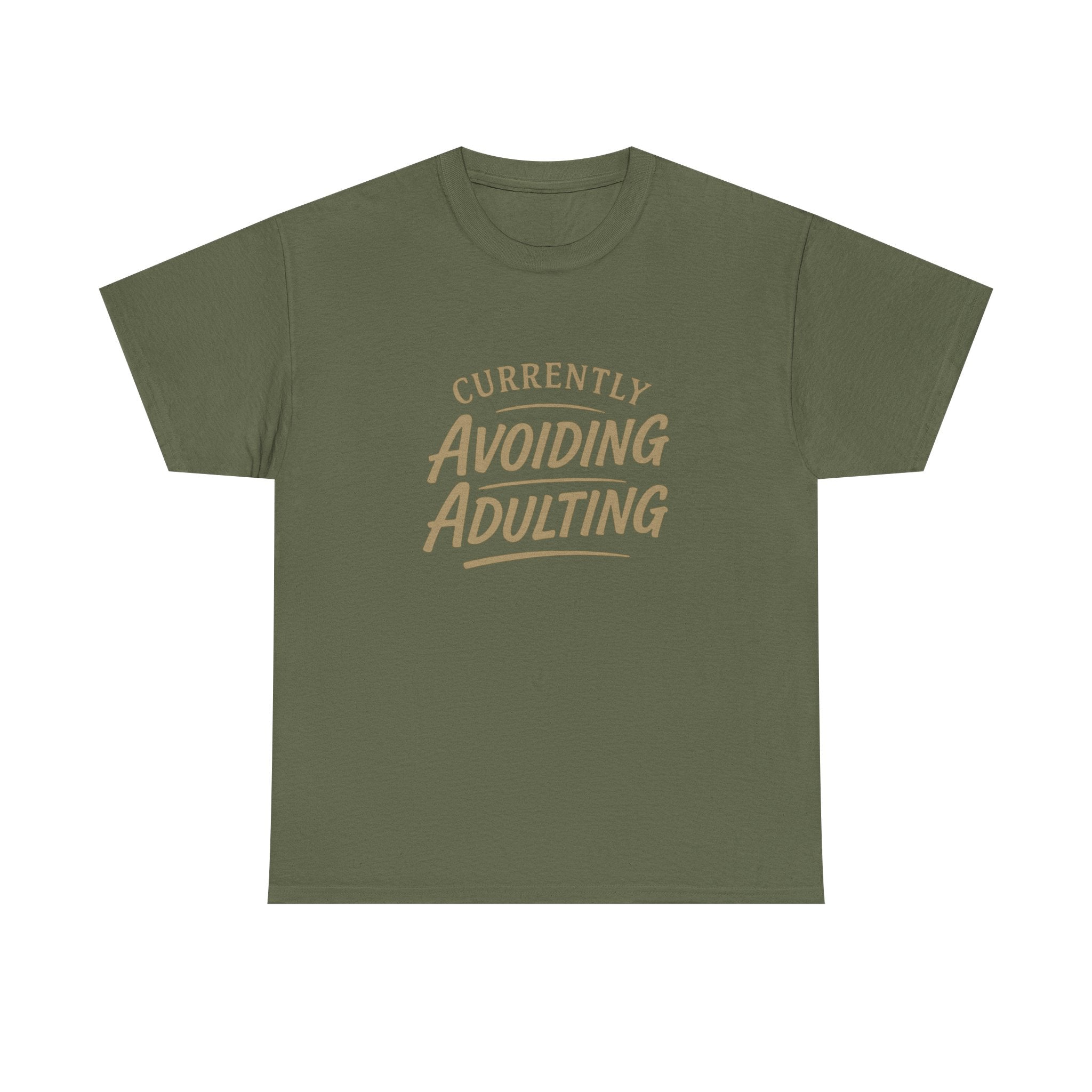 Currently Avoiding Adulting Tee | Funny Slogan T-Shirt, Retro Script Humor