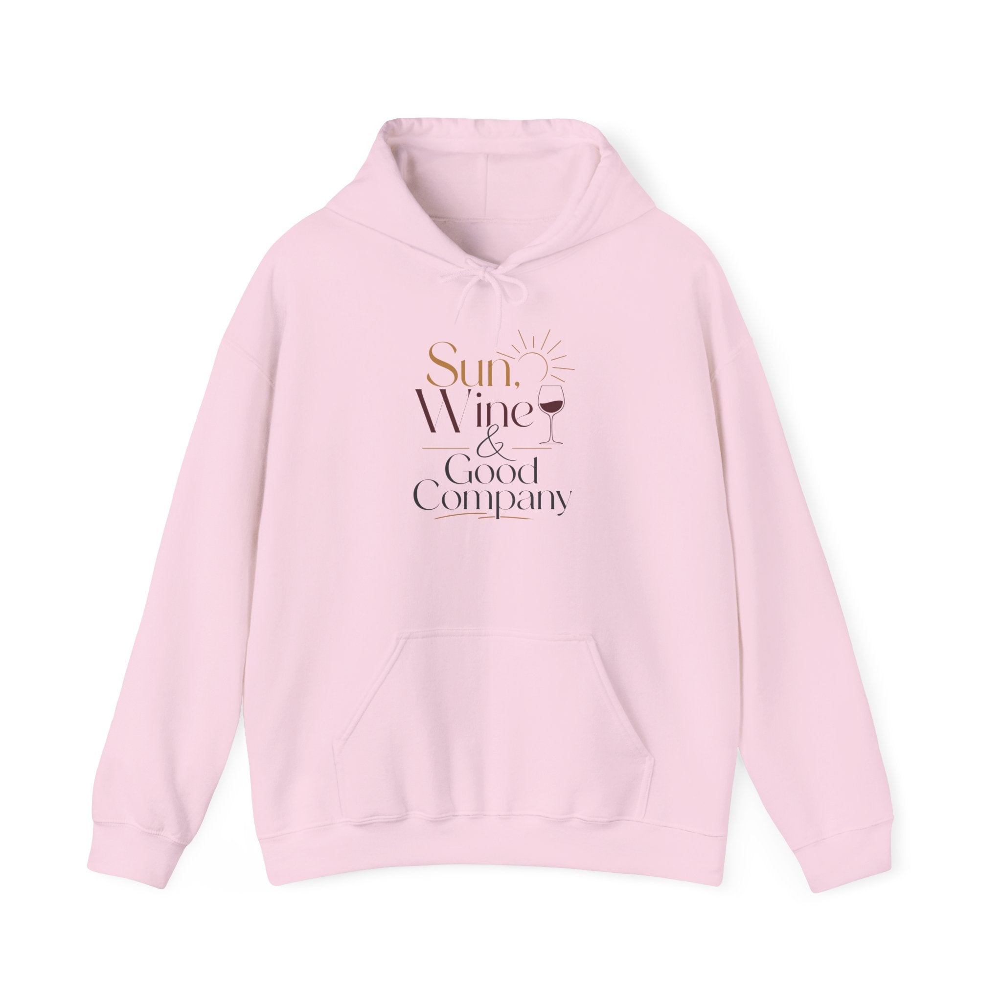Sun Wine & Good Company Hoodie | Wine Quote Hooded Sweatshirt, Cozy Typography Pullover