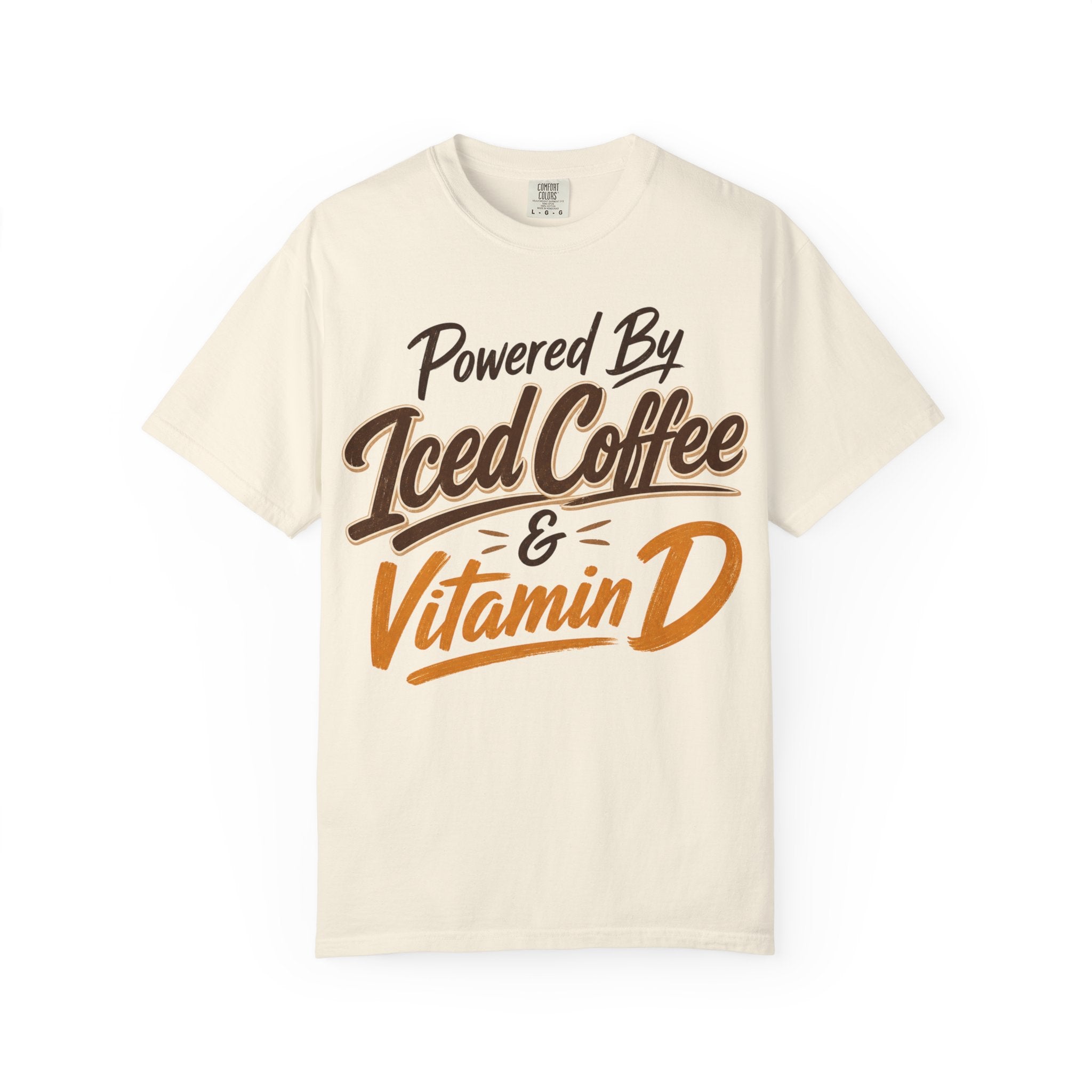 Powered By Iced Coffee & Vitamin D T-shirt | Coffee Lover Tee