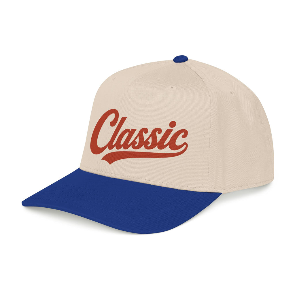 Classic Script Mid Profile Baseball Cap | Retro Typography, Two-Tone