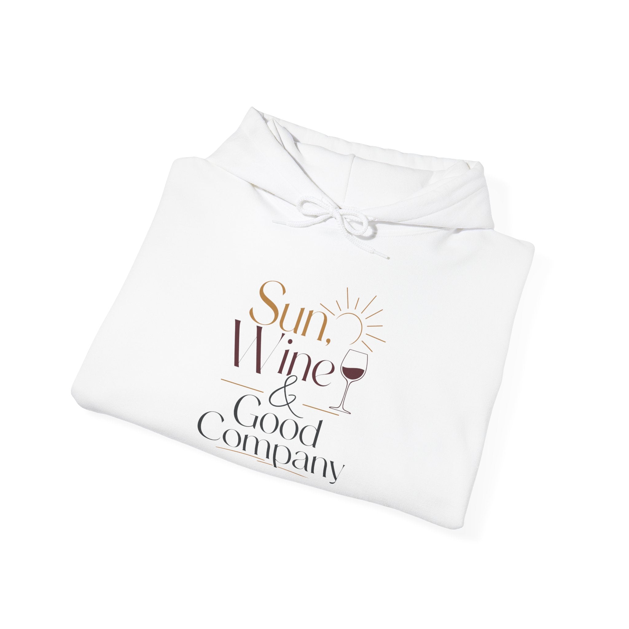 Sun Wine & Good Company Hoodie | Wine Quote Hooded Sweatshirt, Cozy Typography Pullover