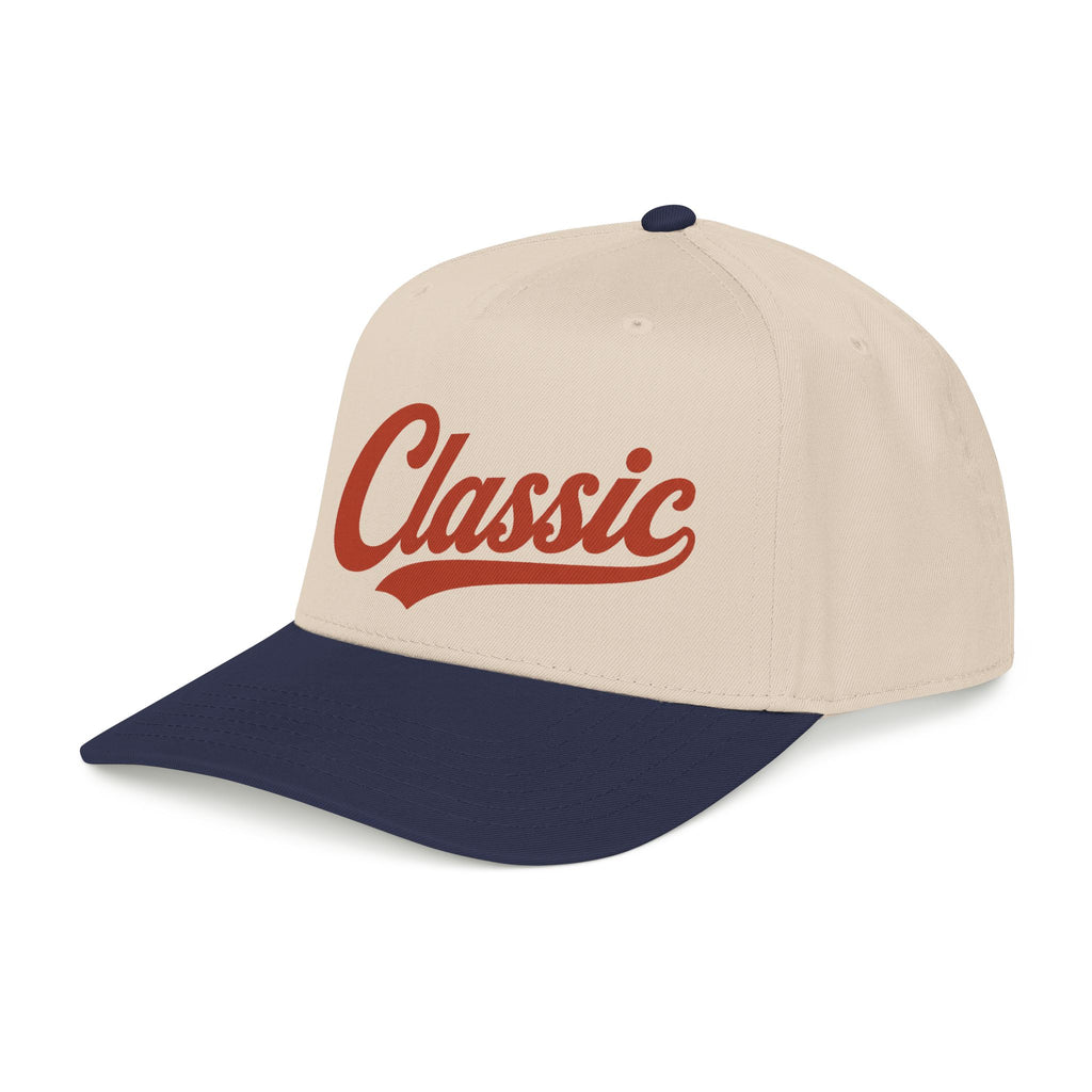 Classic Script Mid Profile Baseball Cap | Retro Typography, Two-Tone