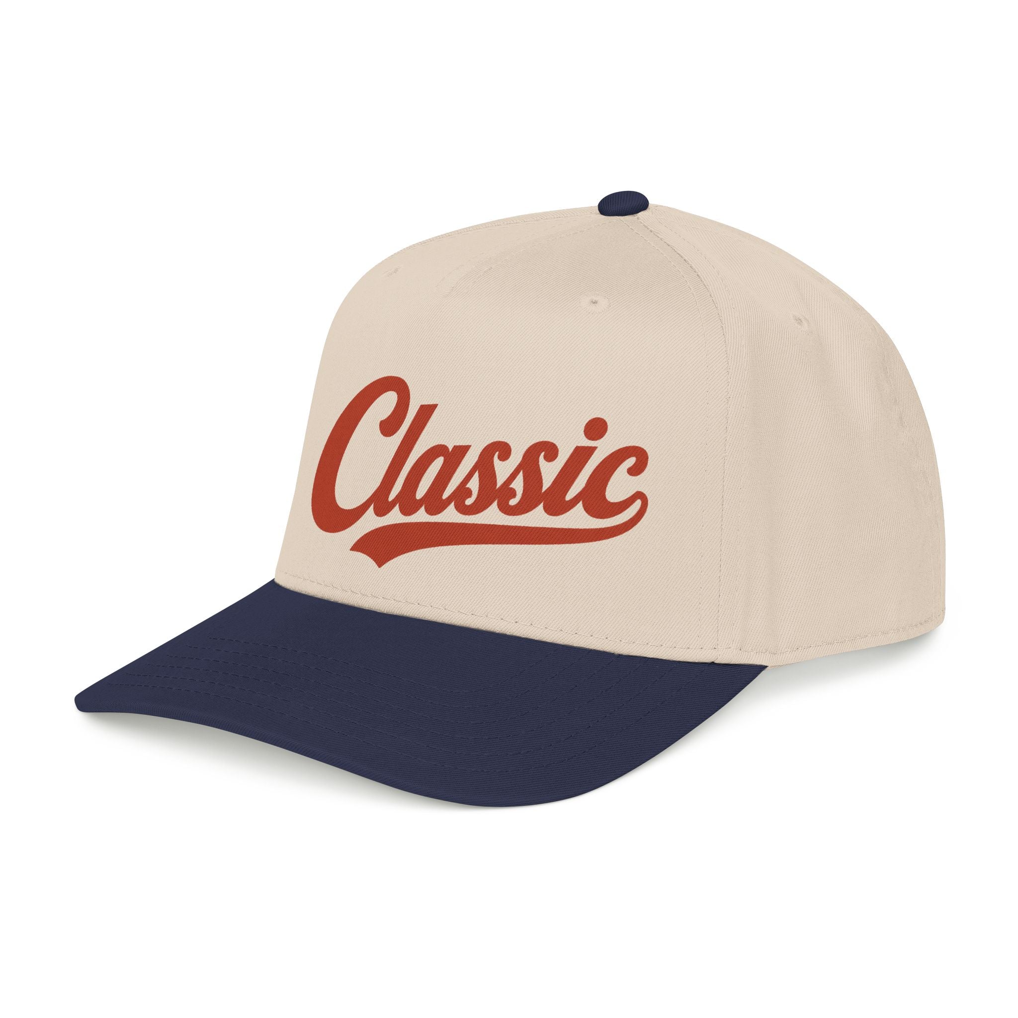 Classic Script Mid Profile Baseball Cap | Retro Typography, Two-Tone