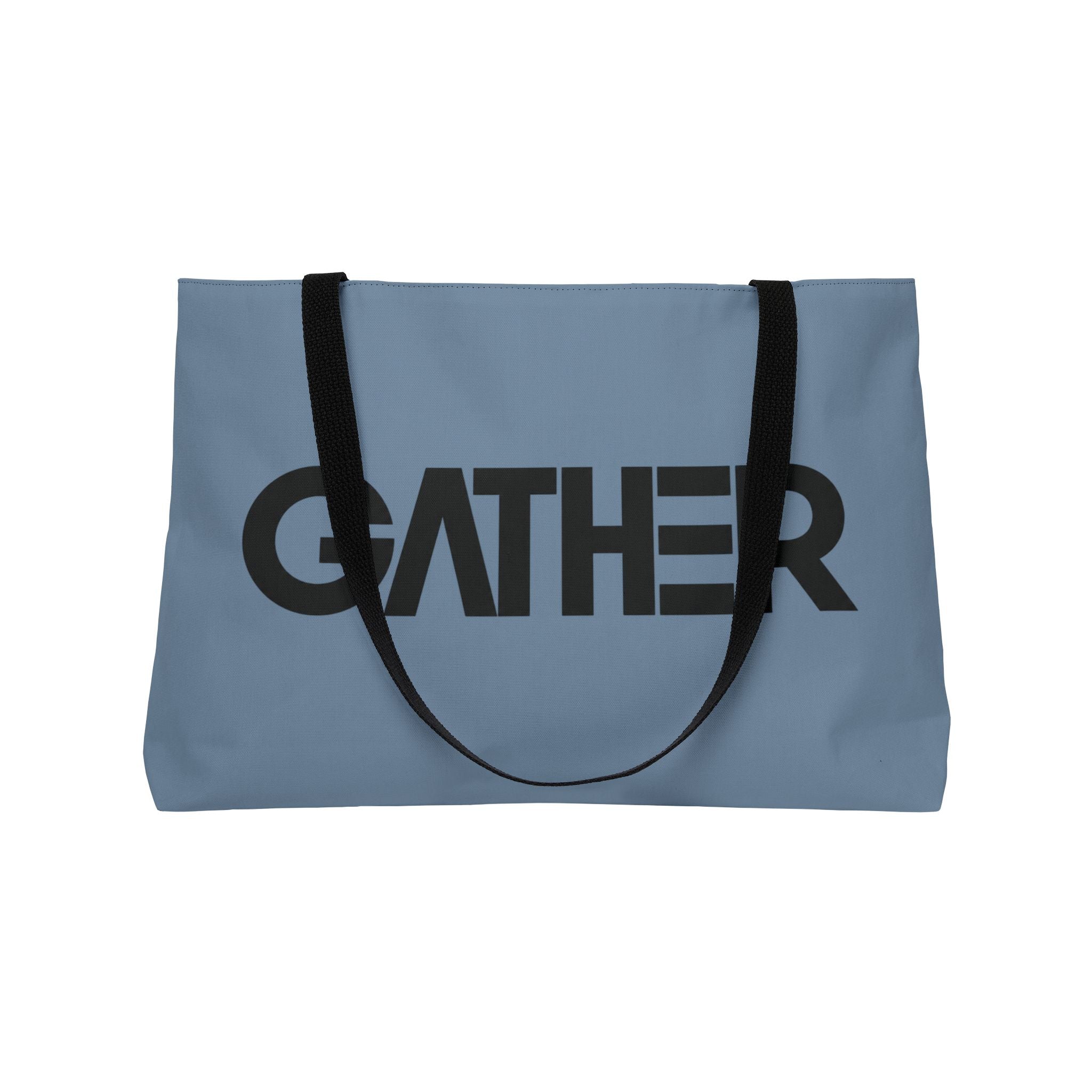 Dusty Blue Canvas Tote Bag, Weekender Tote with Bold Typography, Aesthetic Everyday Bag, Oversized Shoulder Tote