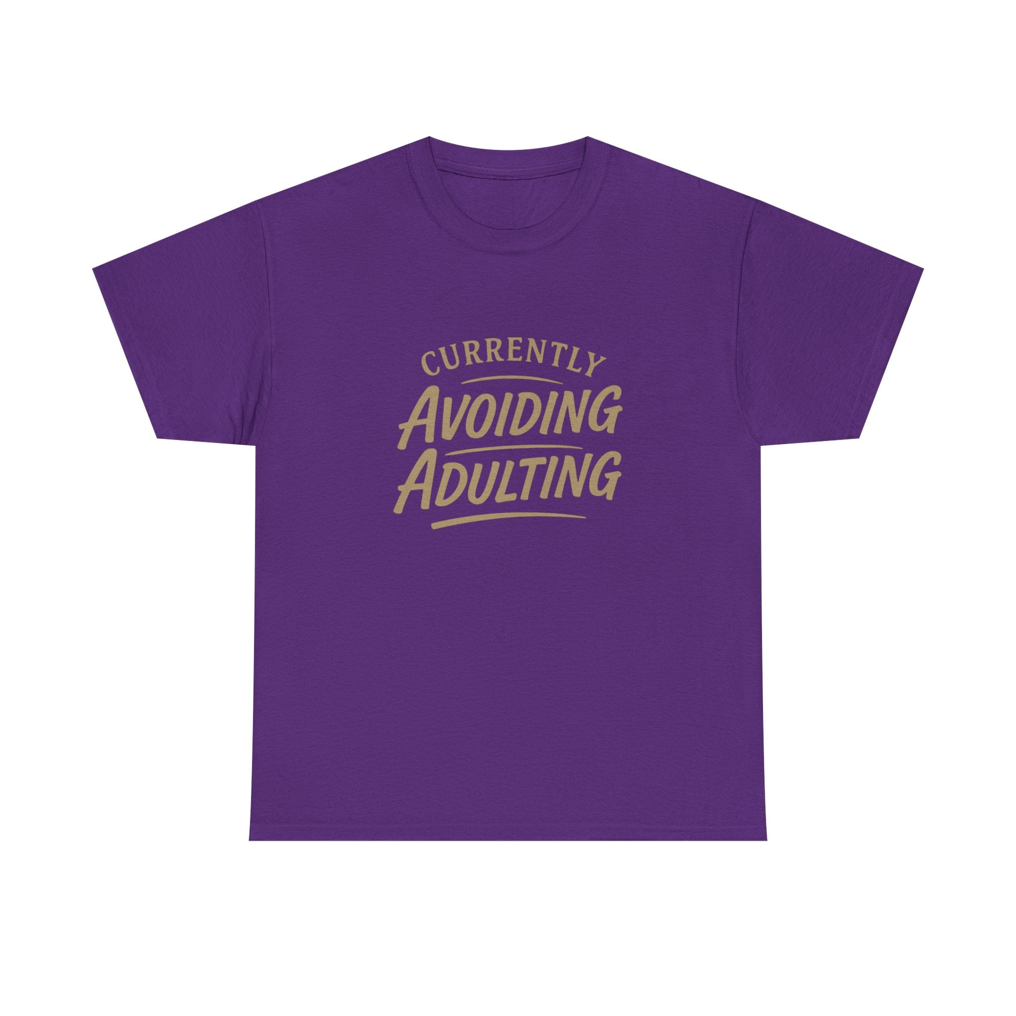 Currently Avoiding Adulting Tee | Funny Slogan T-Shirt, Retro Script Humor