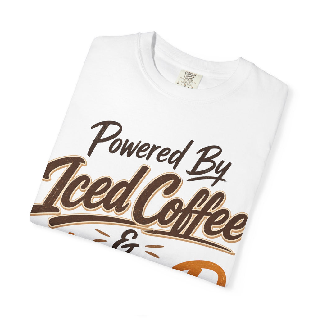 Powered By Iced Coffee & Vitamin D T-shirt | Coffee Lover Tee