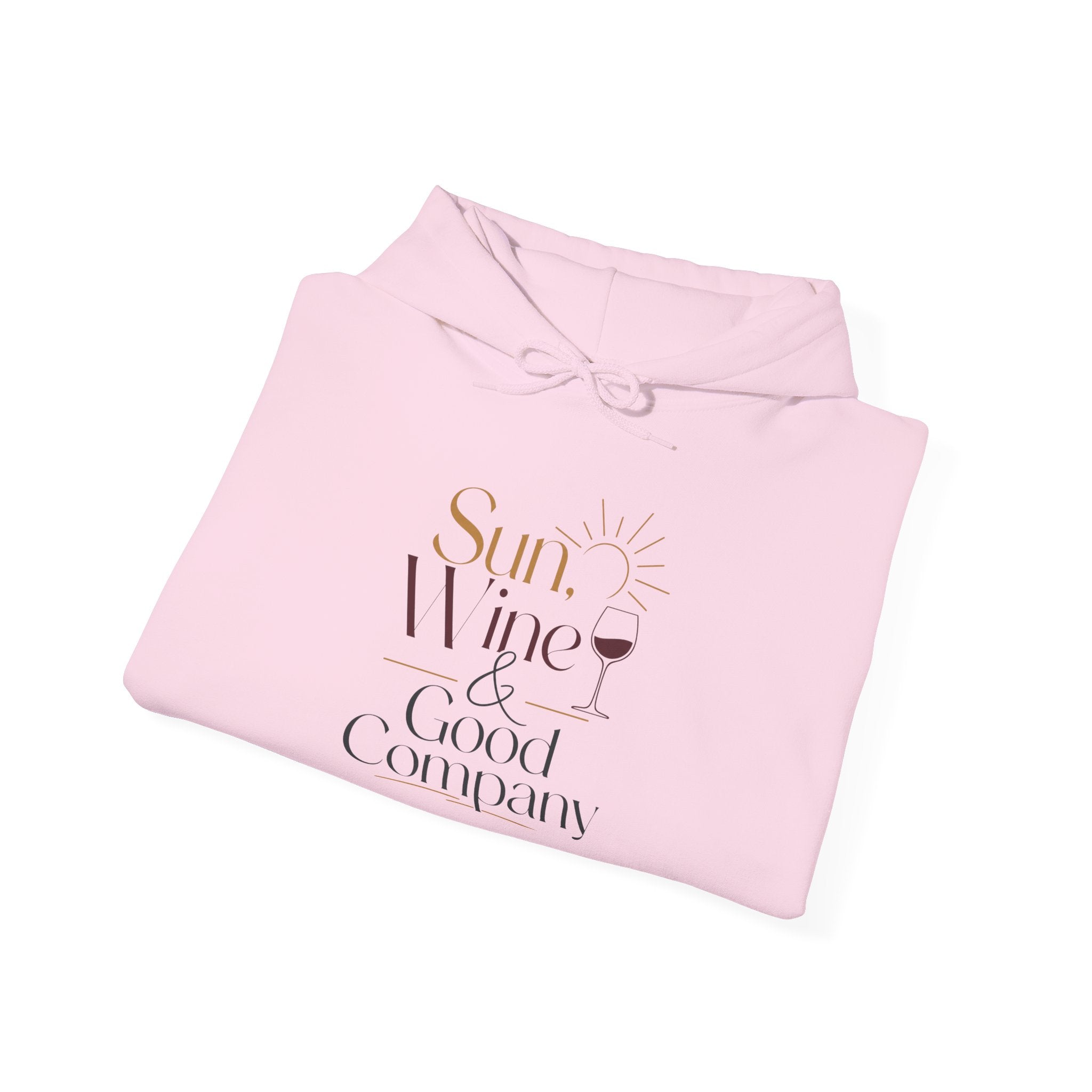 Sun Wine & Good Company Hoodie | Wine Quote Hooded Sweatshirt, Cozy Typography Pullover