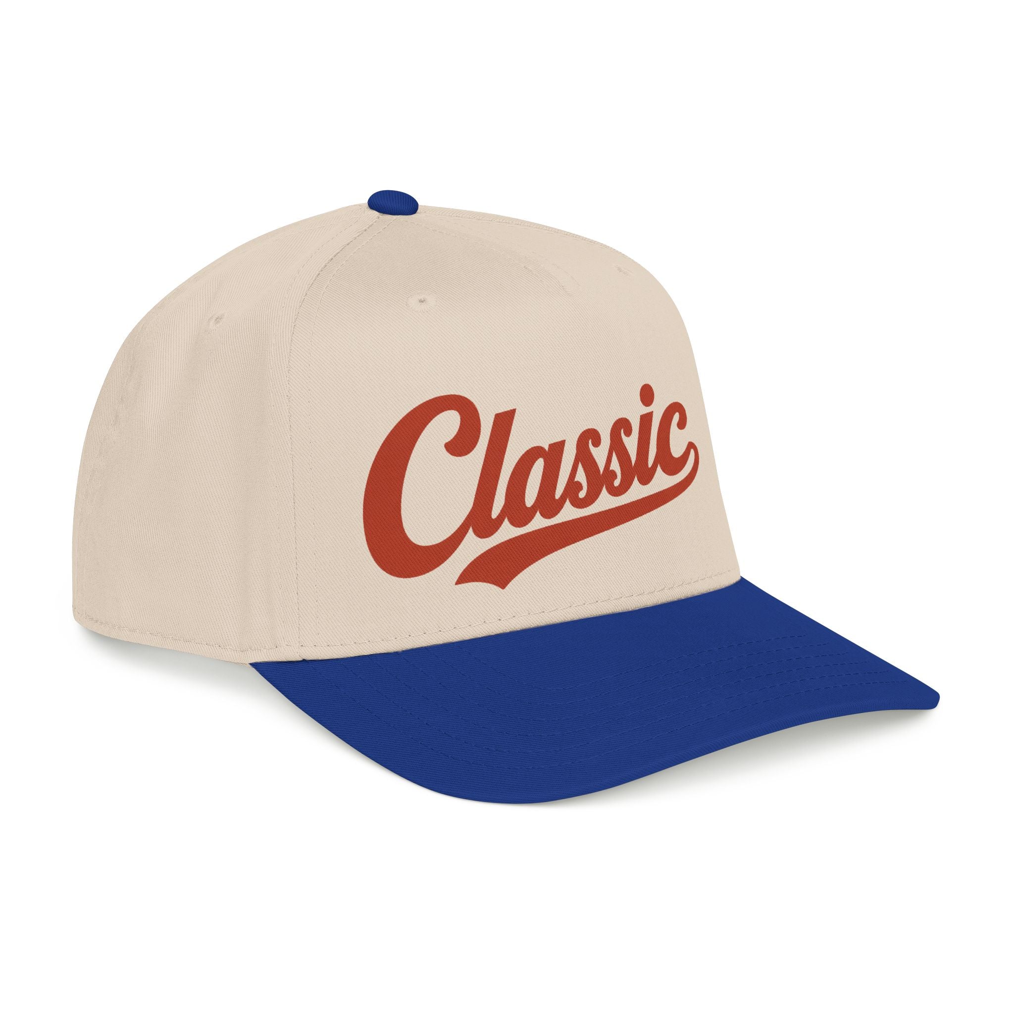 Classic Script Mid Profile Baseball Cap | Retro Typography, Two-Tone