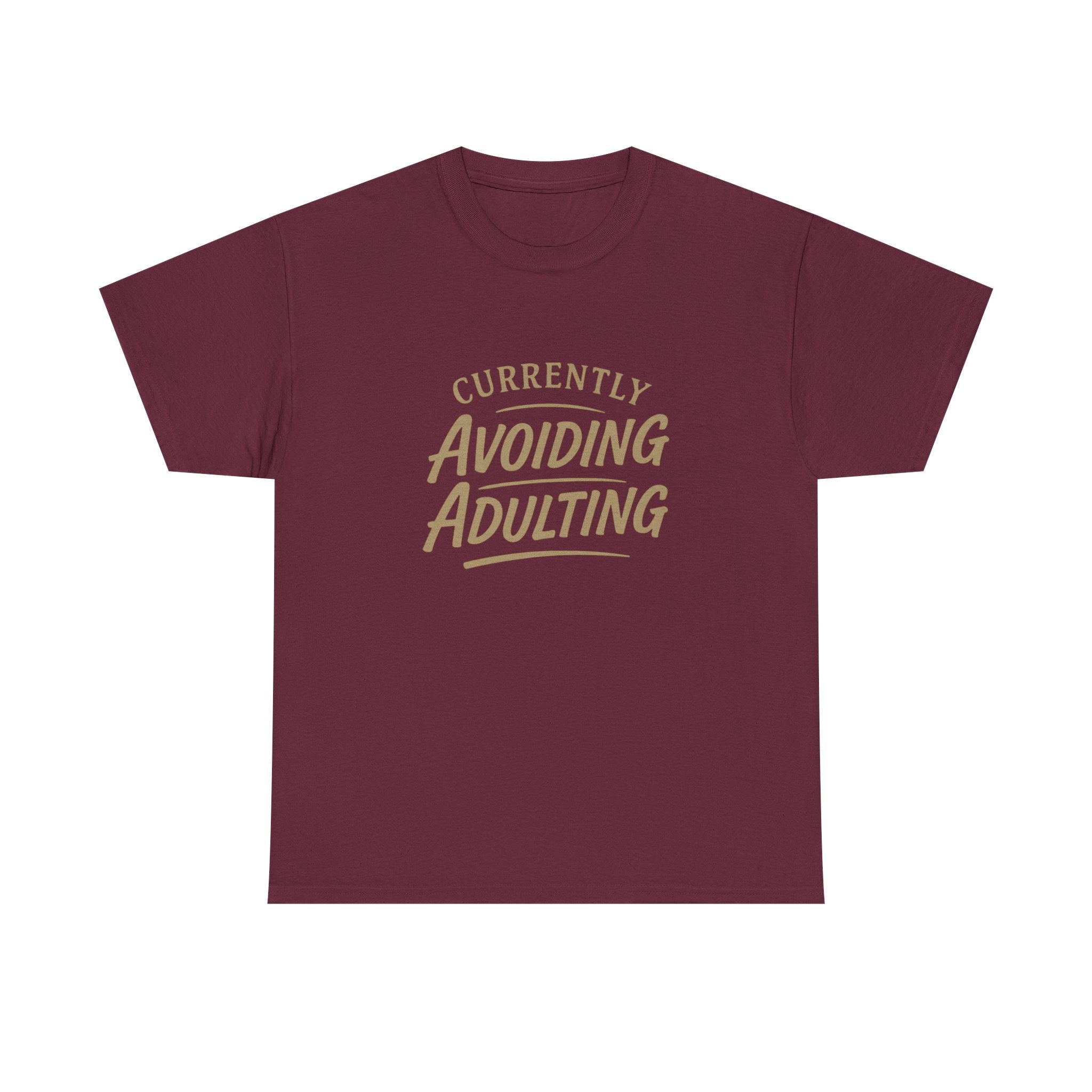 Currently Avoiding Adulting Tee | Funny Slogan T-Shirt, Retro Script Humor