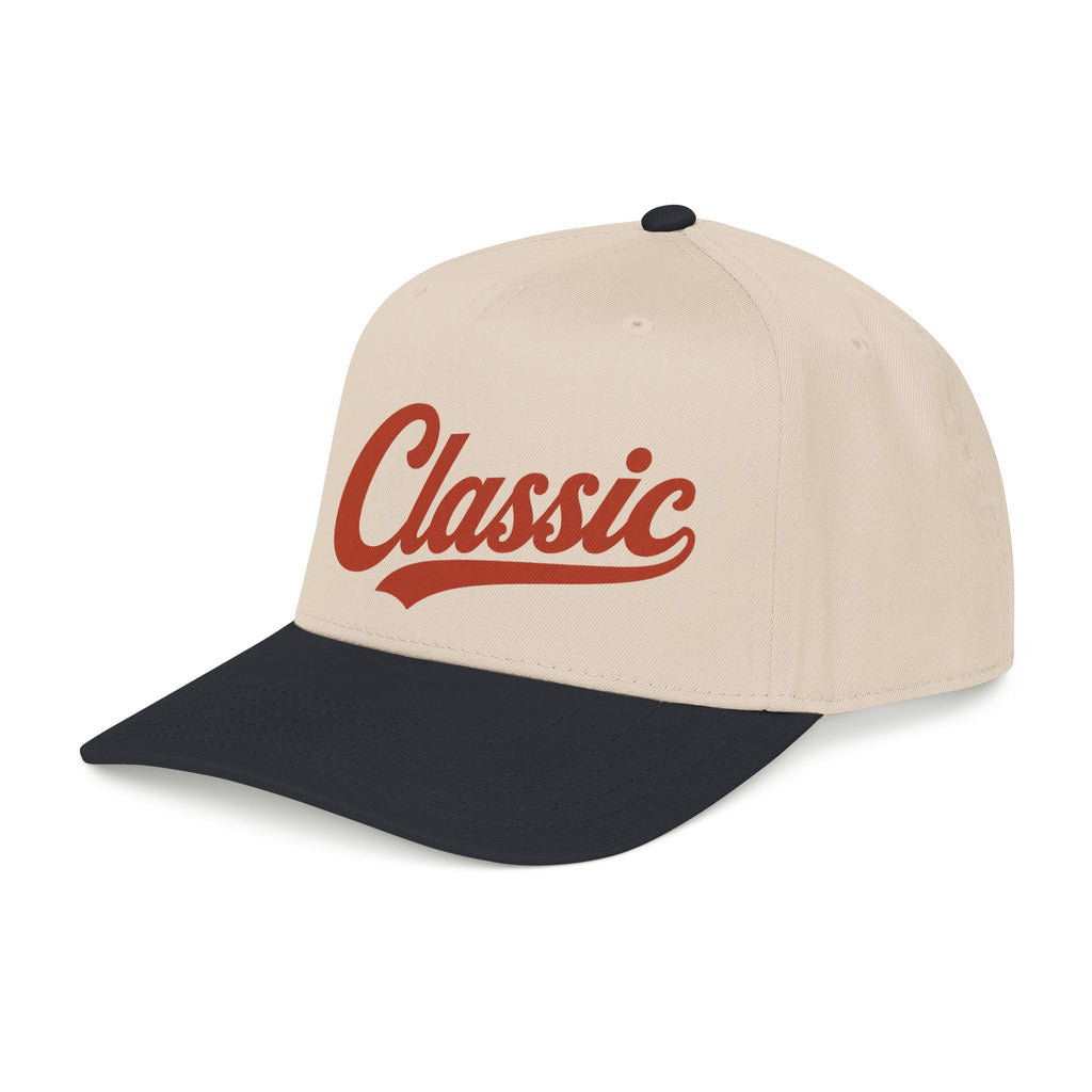 Classic Script Mid Profile Baseball Cap | Retro Typography, Two-Tone