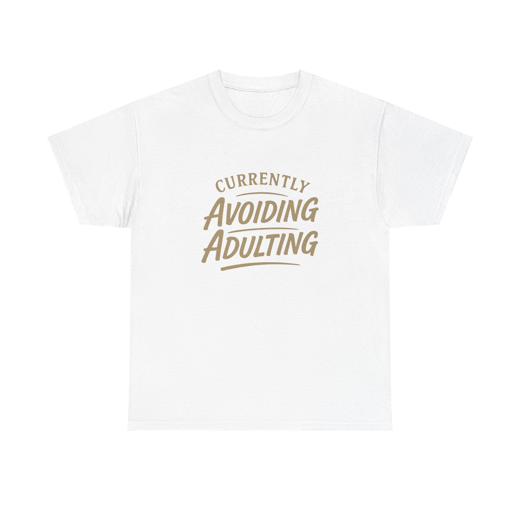 Currently Avoiding Adulting Tee | Funny Slogan T-Shirt, Retro Script Humor