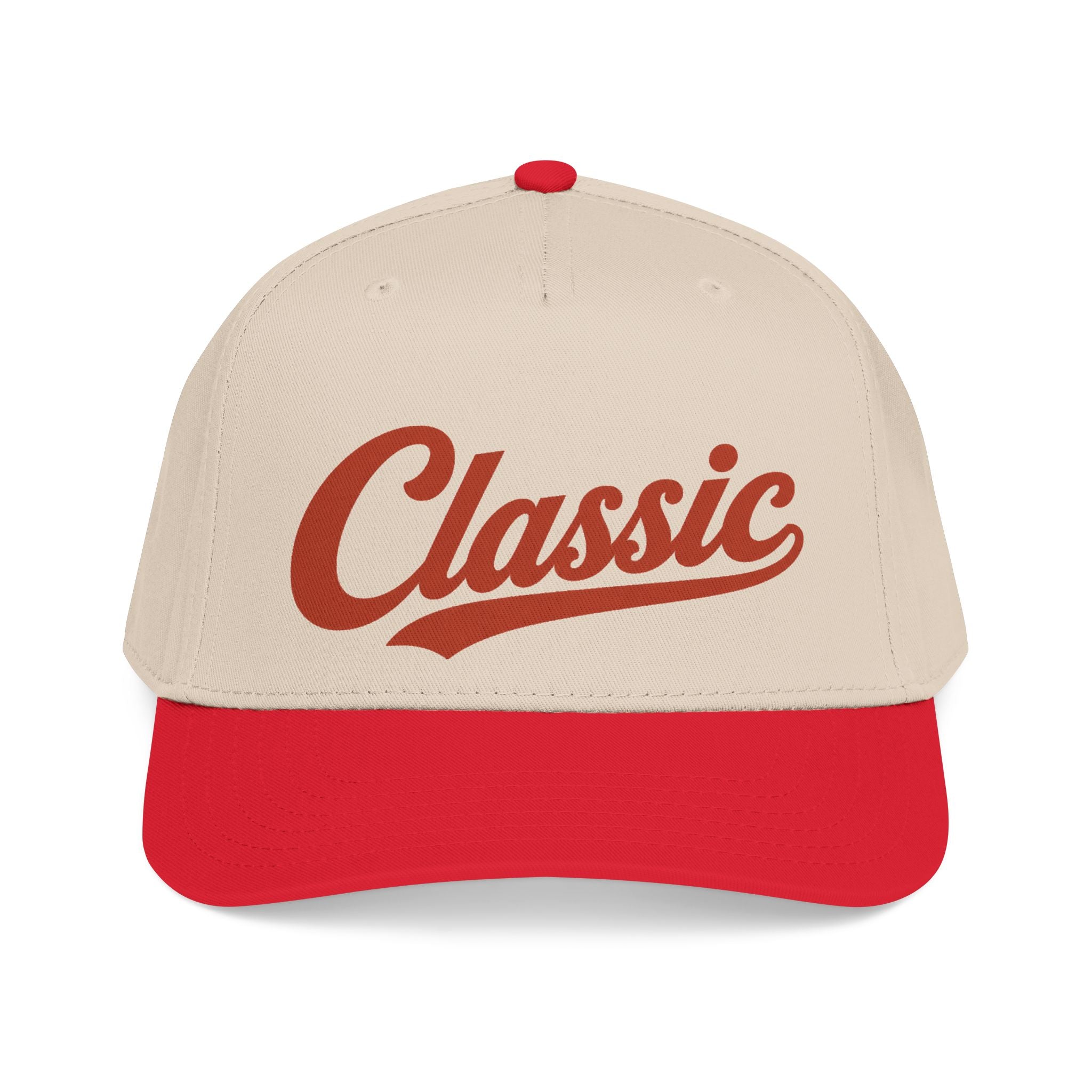 Classic Script Mid Profile Baseball Cap | Retro Typography, Two-Tone