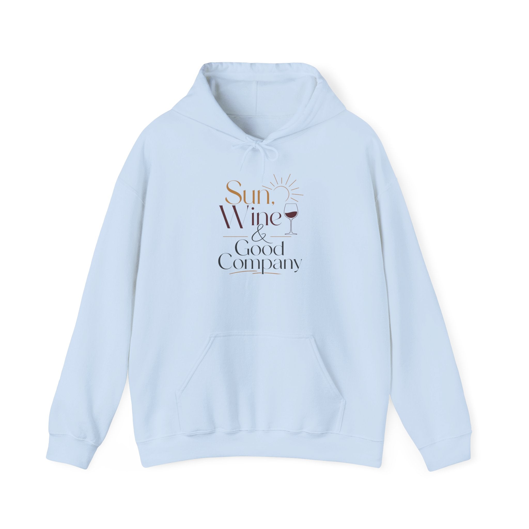 Sun Wine & Good Company Hoodie | Wine Quote Hooded Sweatshirt, Cozy Typography Pullover