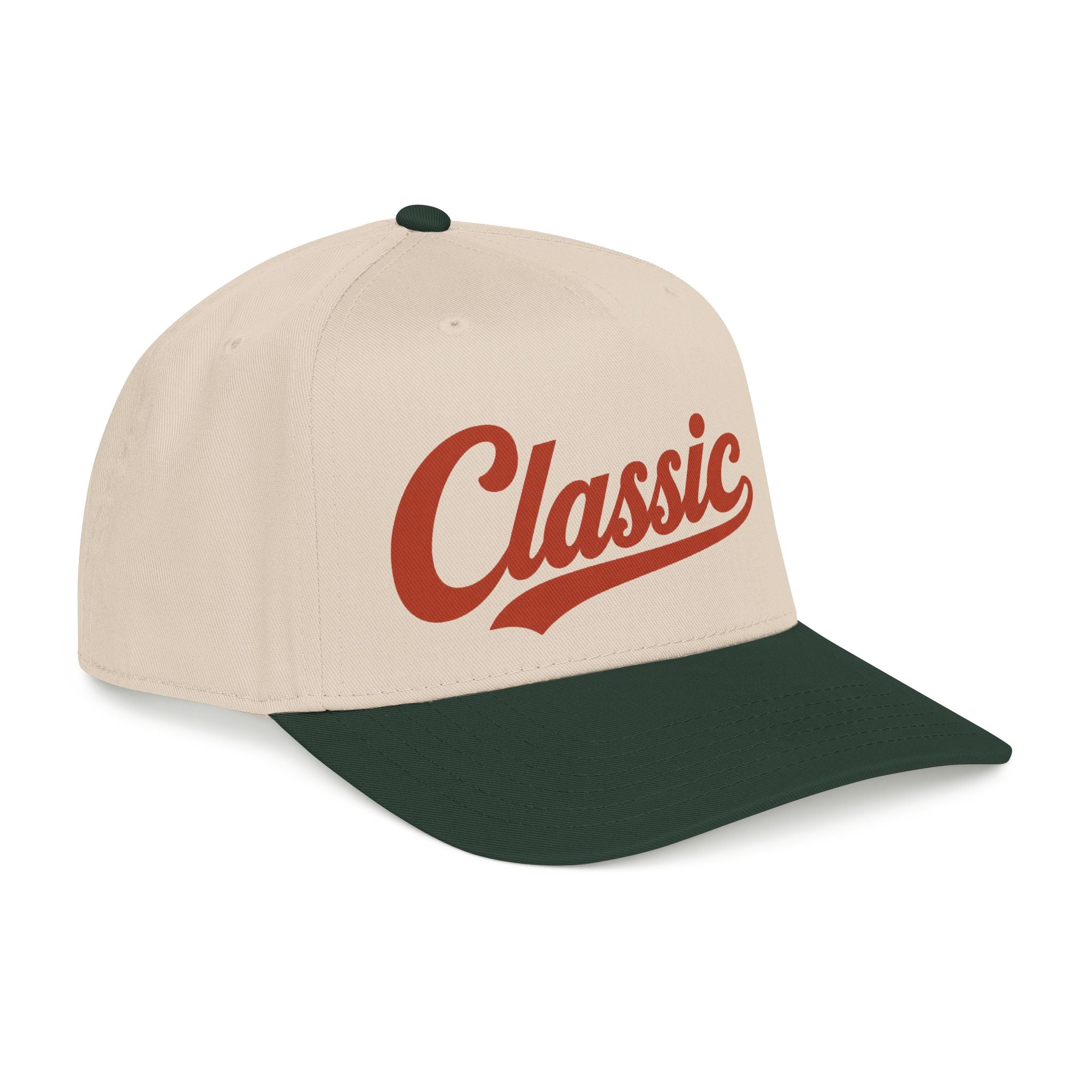 Classic Script Mid Profile Baseball Cap | Retro Typography, Two-Tone