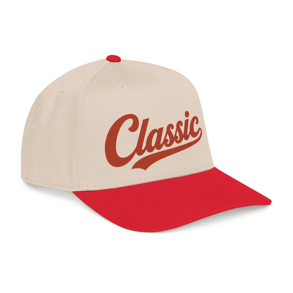 Classic Script Mid Profile Baseball Cap | Retro Typography, Two-Tone