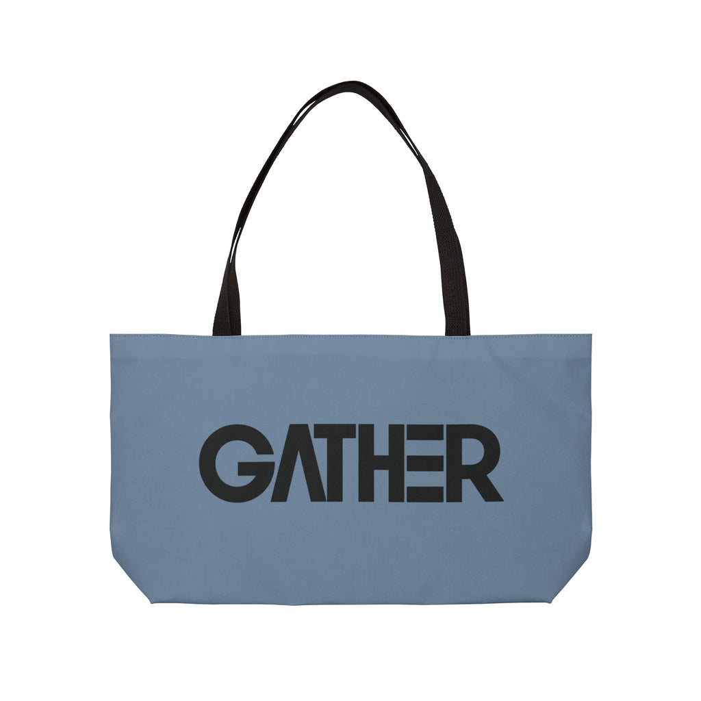Dusty Blue Canvas Tote Bag, Weekender Tote with Bold Typography, Aesthetic Everyday Bag, Oversized Shoulder Tote