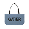 Dusty Blue Canvas Tote Bag, Weekender Tote with Bold Typography, Aesthetic Everyday Bag, Oversized Shoulder Tote