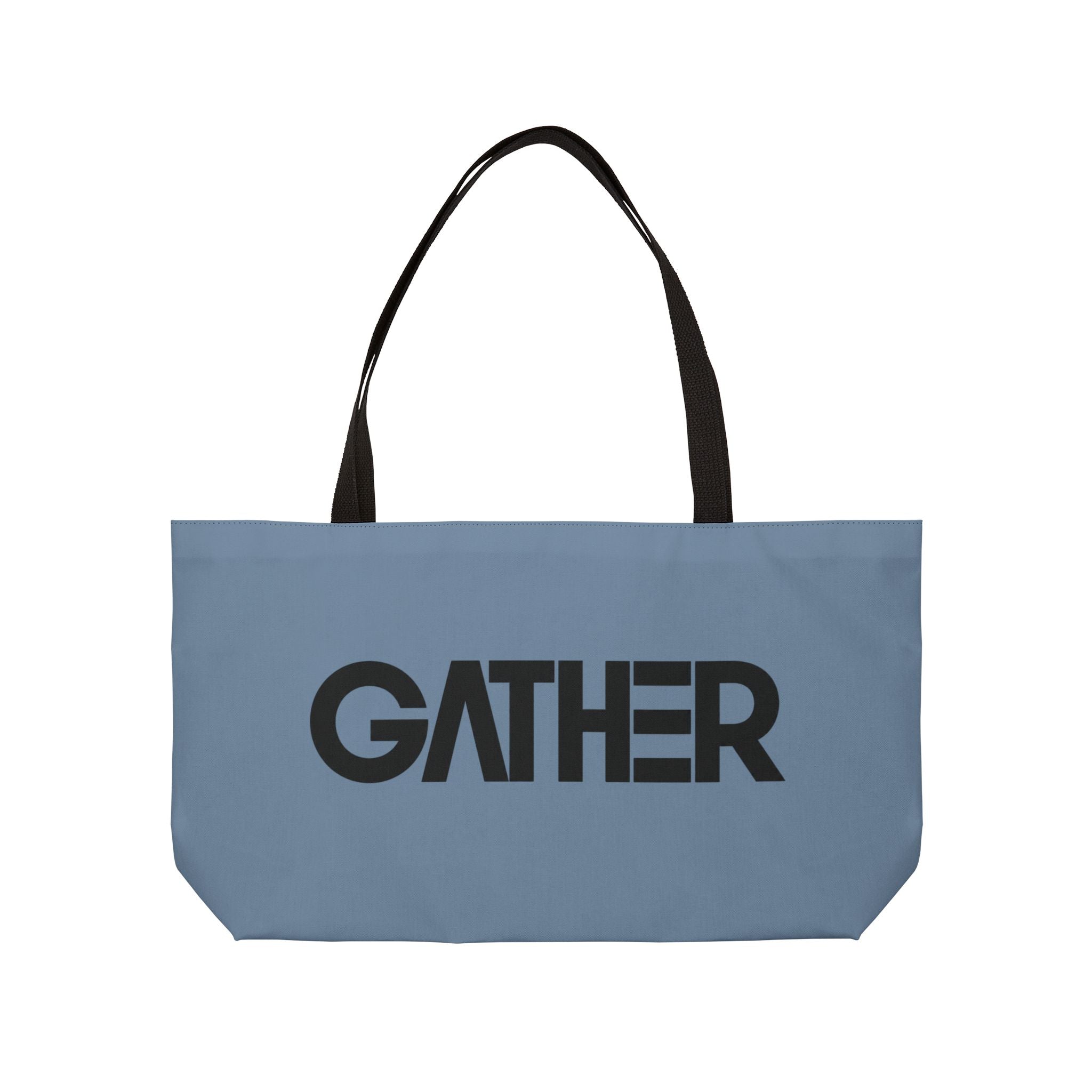 Dusty Blue Canvas Tote Bag, Weekender Tote with Bold Typography, Aesthetic Everyday Bag, Oversized Shoulder Tote