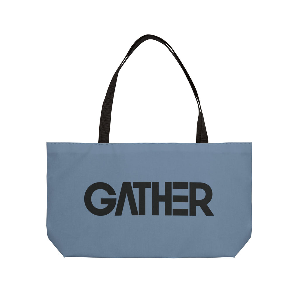Dusty Blue Canvas Tote Bag, Weekender Tote with Bold Typography, Aesthetic Everyday Bag, Oversized Shoulder Tote