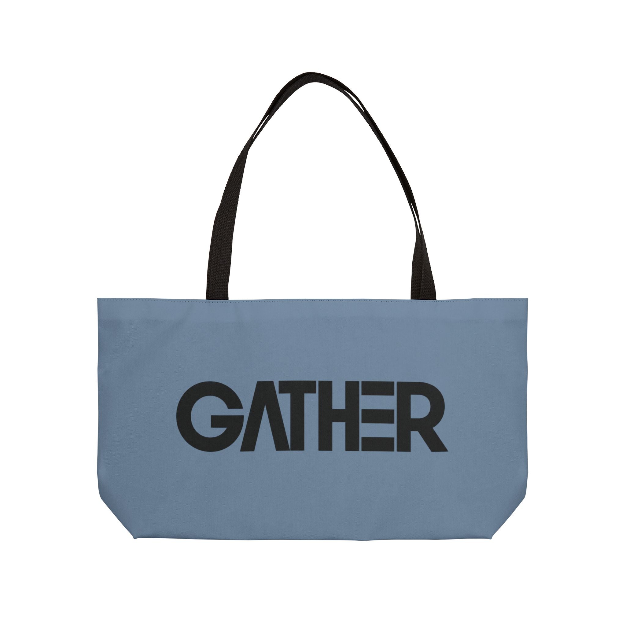 Dusty Blue Canvas Tote Bag, Weekender Tote with Bold Typography, Aesthetic Everyday Bag, Oversized Shoulder Tote