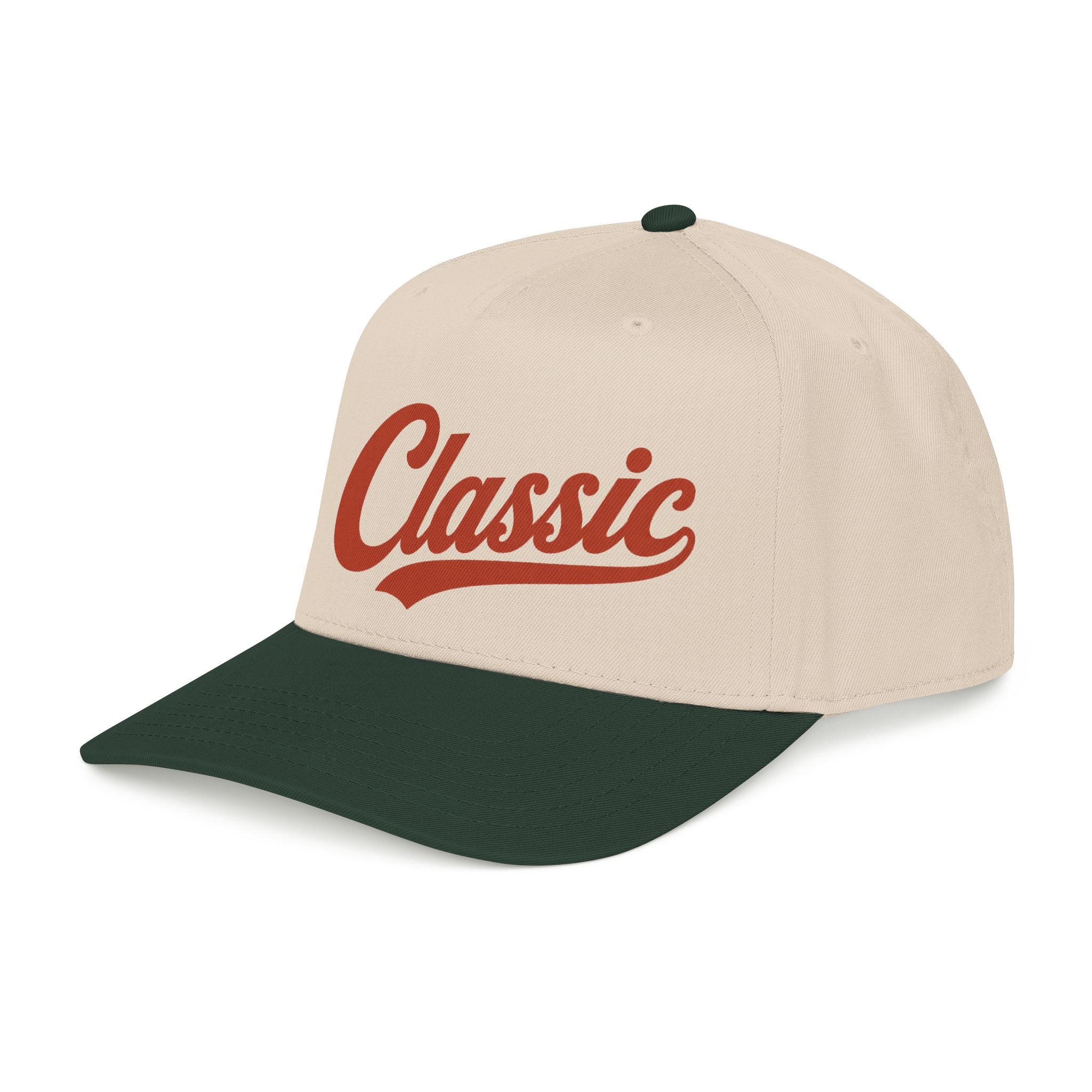 Classic Script Mid Profile Baseball Cap | Retro Typography, Two-Tone